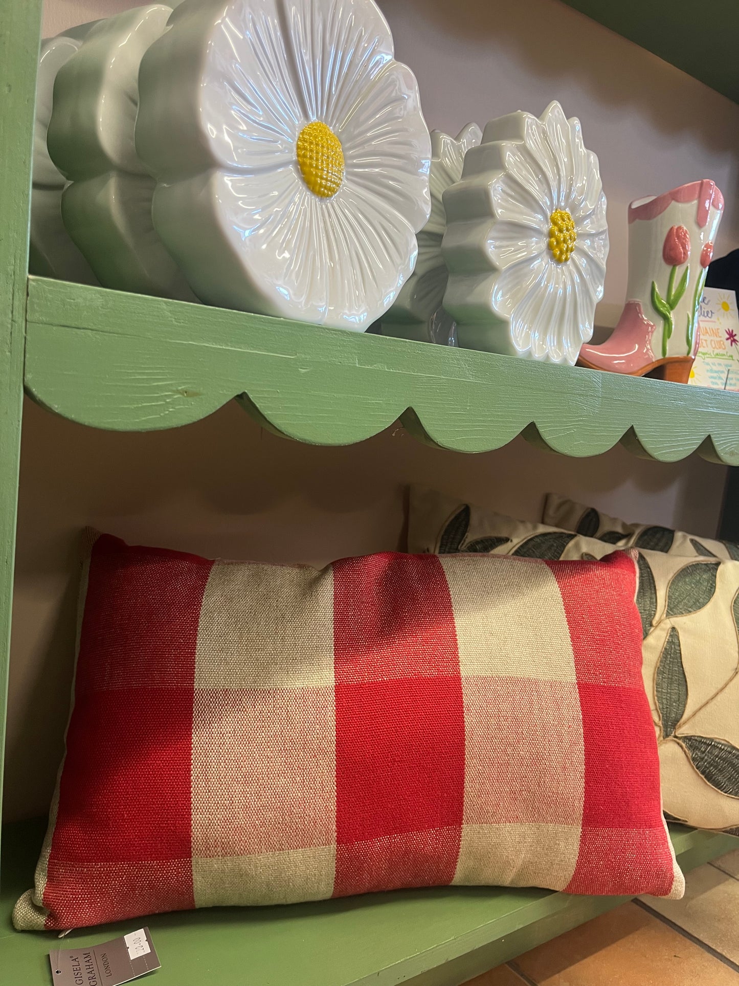 Red and White Patterned Pillow