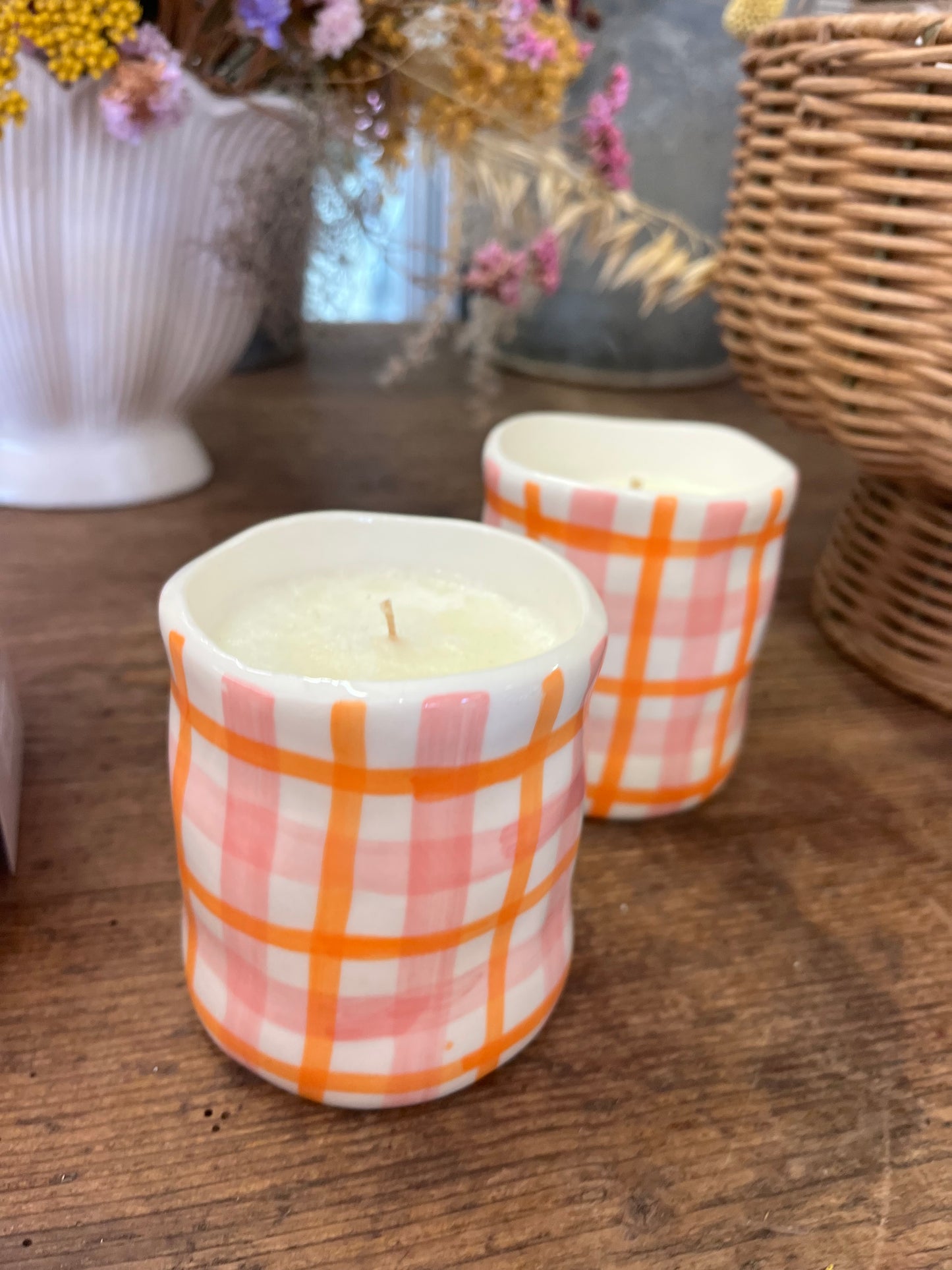 Gingham Candles