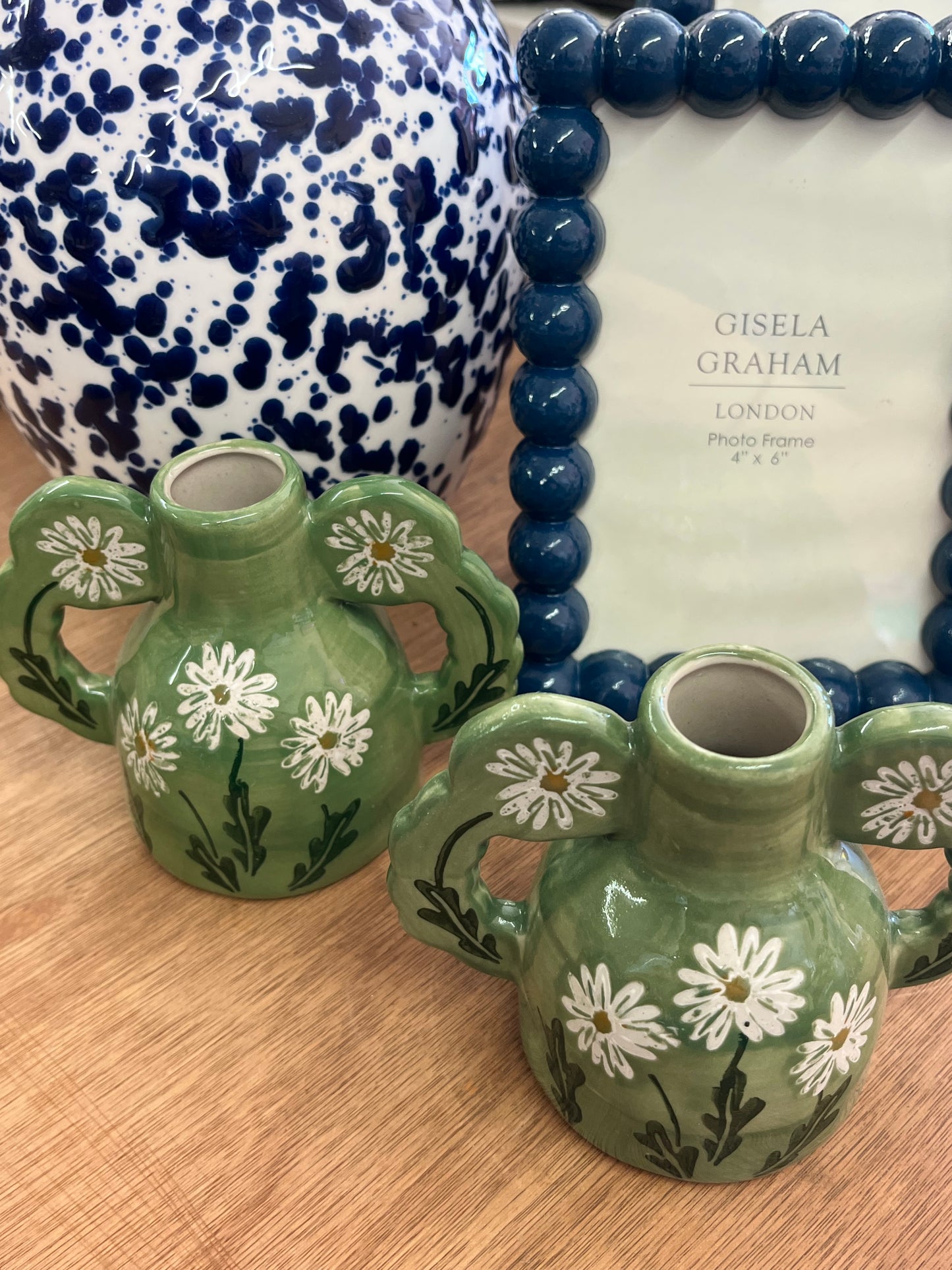 Green & White Flower Vase
