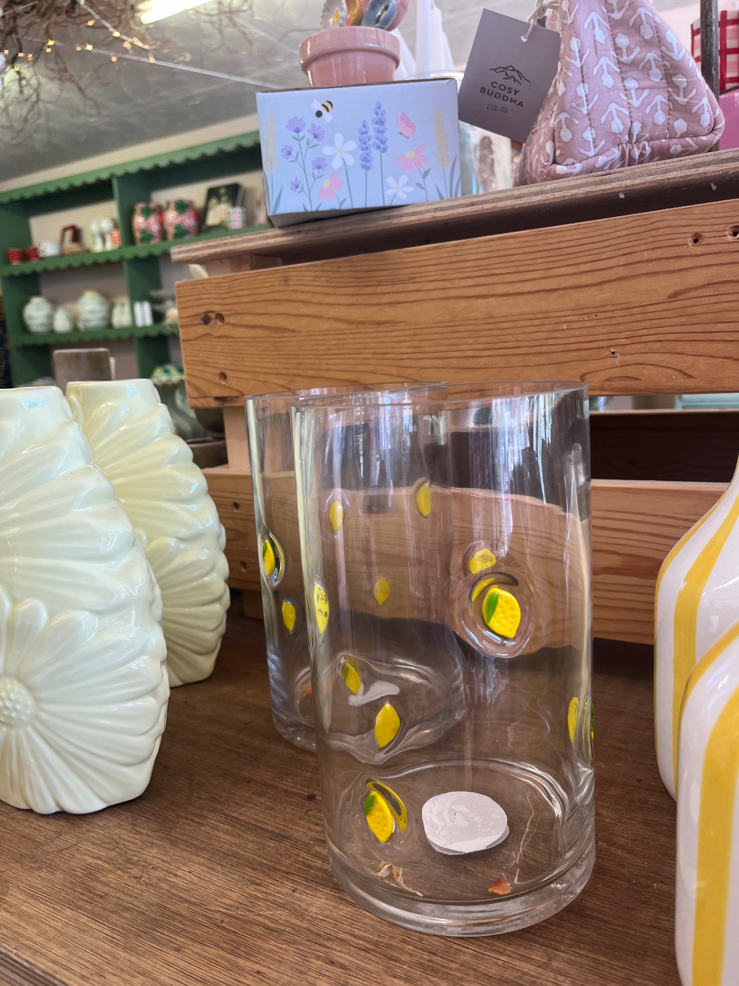 Lemon Detailed Glass Vase