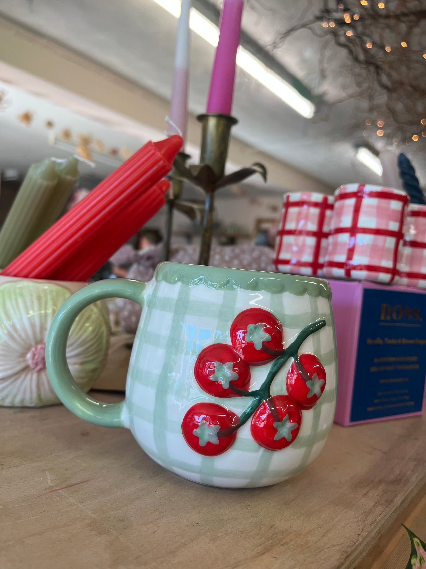 Green Gingham with Cherry Tomato