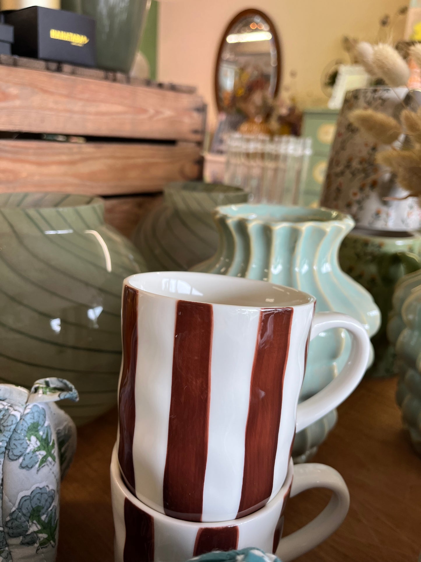 Striped Brown & White Mug