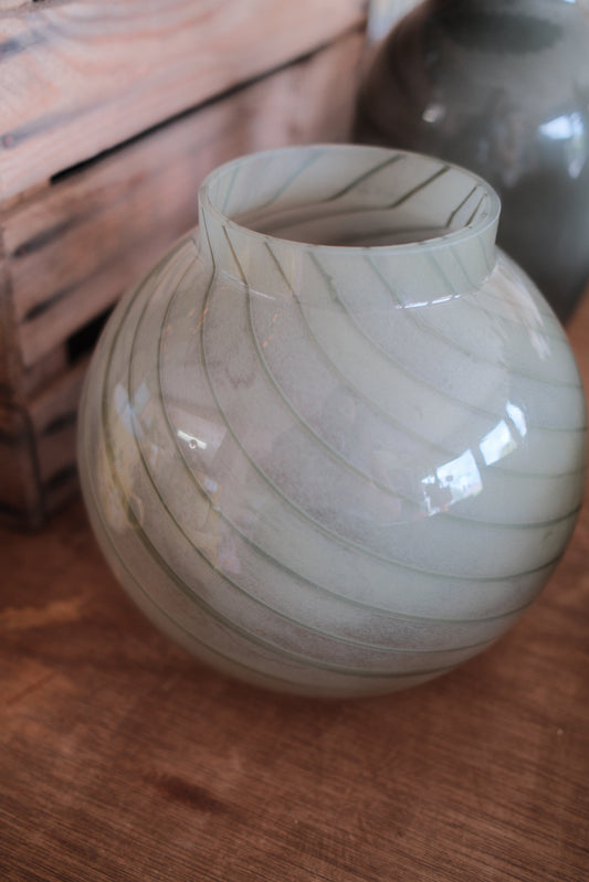 Sage Spiral Glass Vase