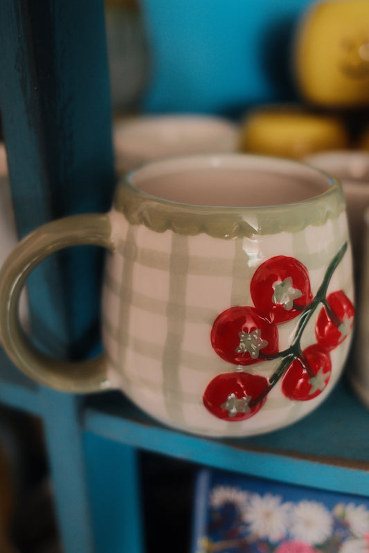 Green Gingham with Cherry Tomato