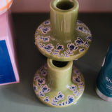 Green Patterned Candlestick Holder