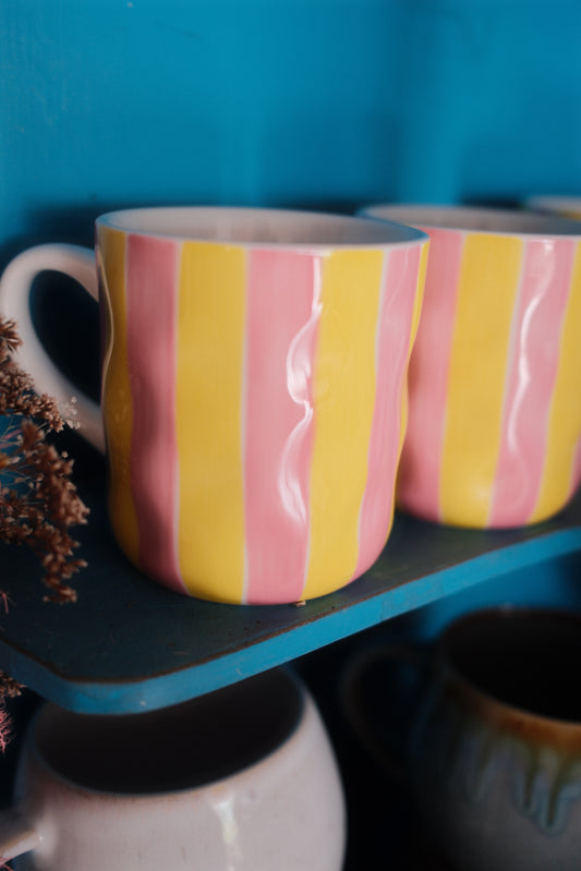 Pink & Yellow Striped Mug