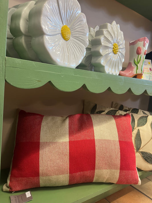 Red and White Patterned Pillow