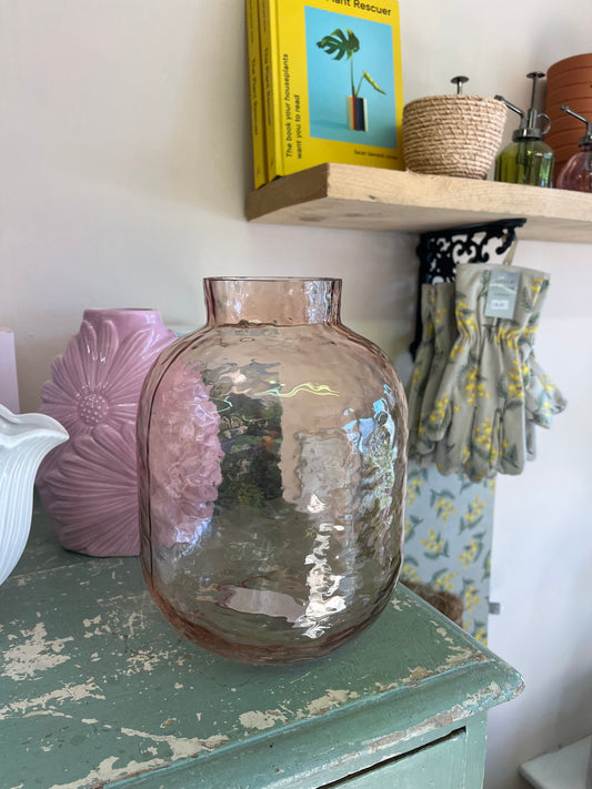 Pink Textured Glass Vase