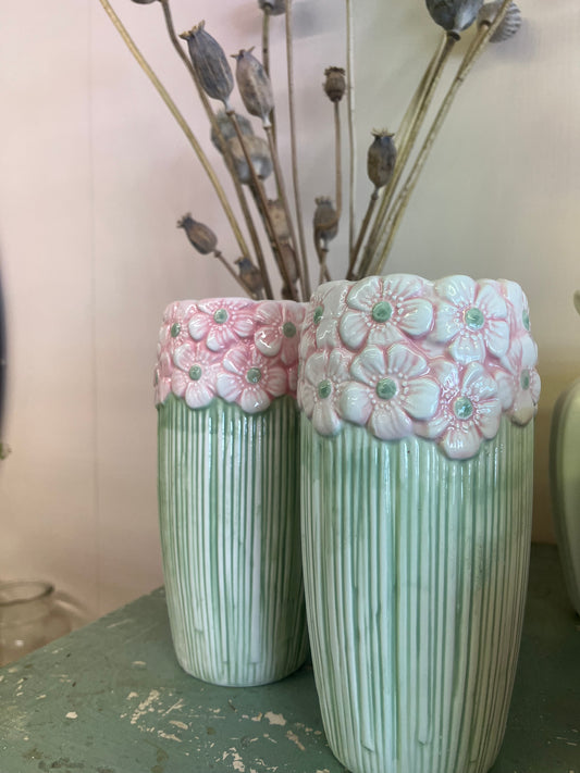 Long Floral Ceramic Vase