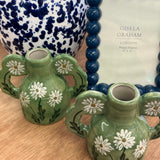 Green & White Flower Vase
