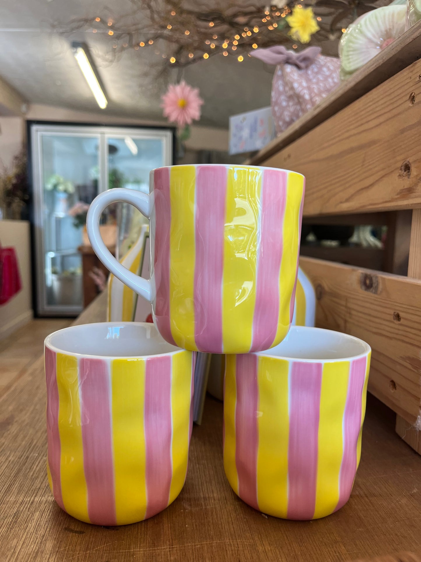 Pink & Yellow Striped Mug